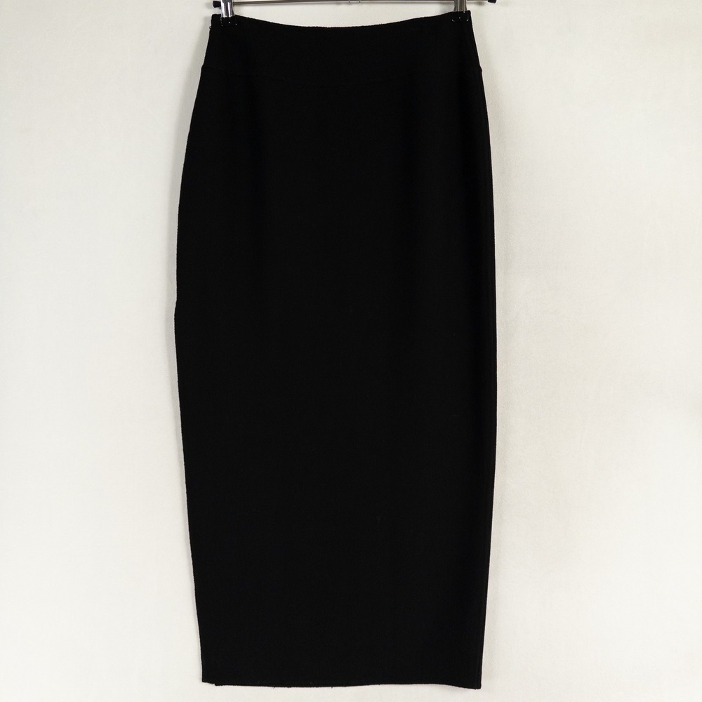 Linda Allard Ellen Tracy Maxi Skirt Womens Sz 6 Black Wool Crepe Minimalist - Picture 3 of 9